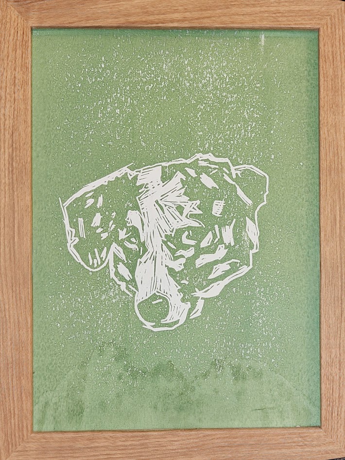 Lino print of Kiwi